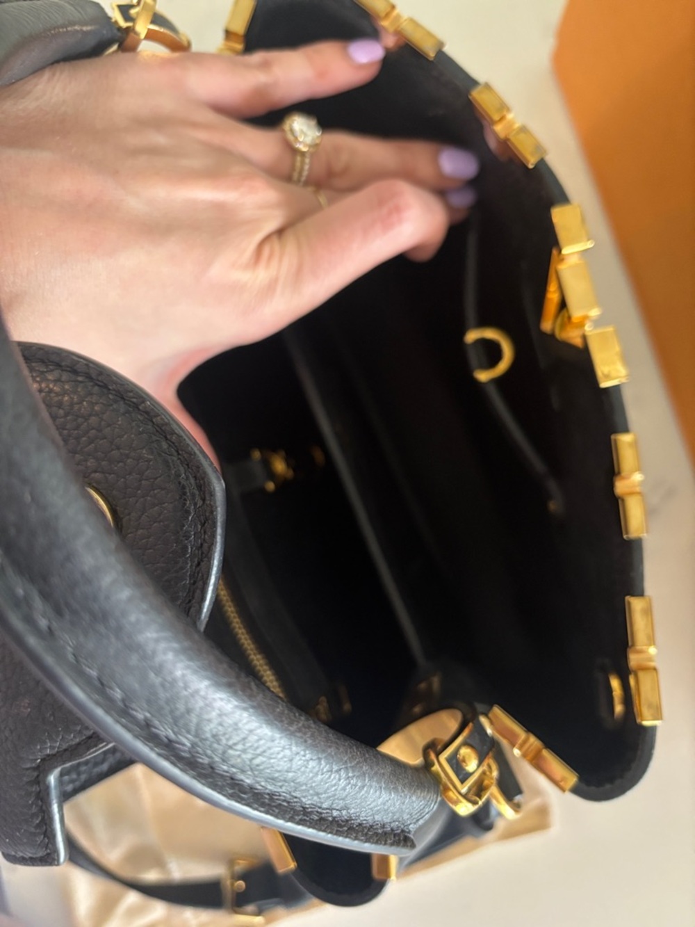 Louis Vuitton Black Classic Top Handle Bag with Gold Hardware - Picture 10 of 11